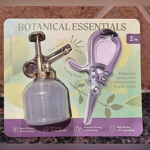 Modern Sprout Botanical Essentials Glass Mister Pruning Shears Set Lavender NIP